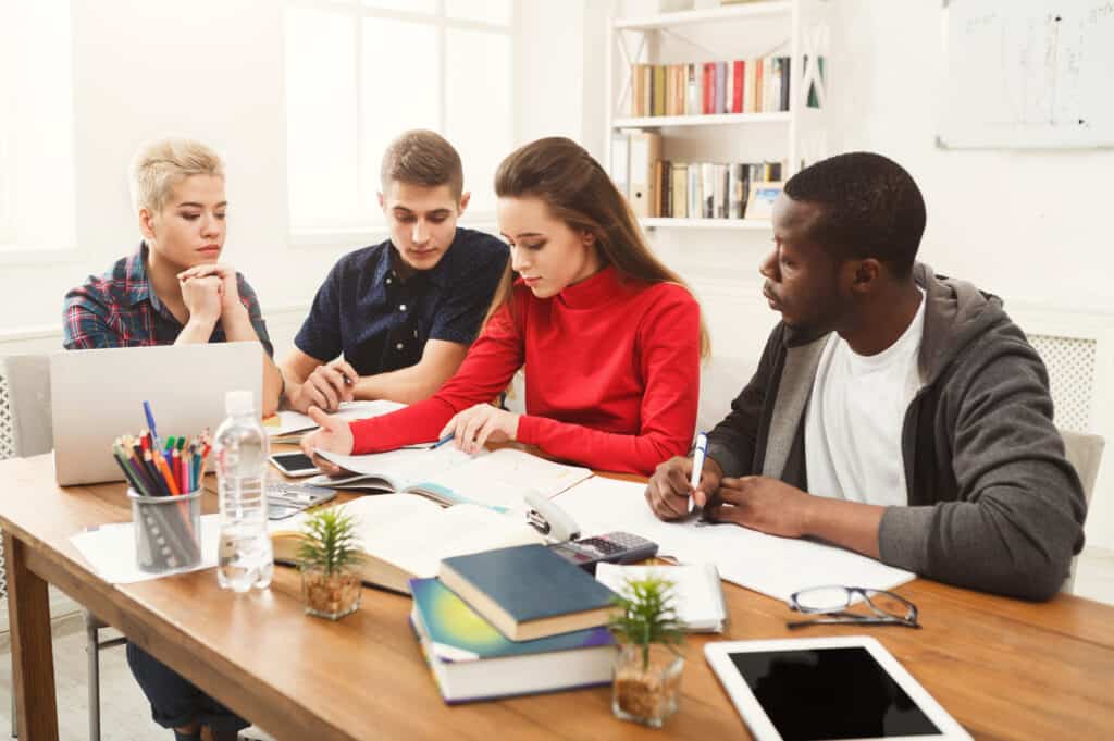 college students studying together