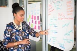 woman using presentation skills at work