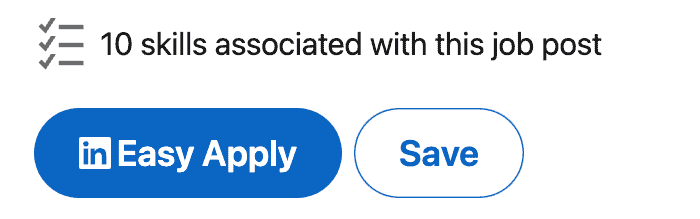 A picture of the LinkedIn Easy Apply Button